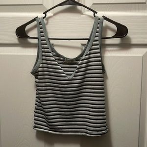 Heart & hips mint green with black and white stripes cropped tank top